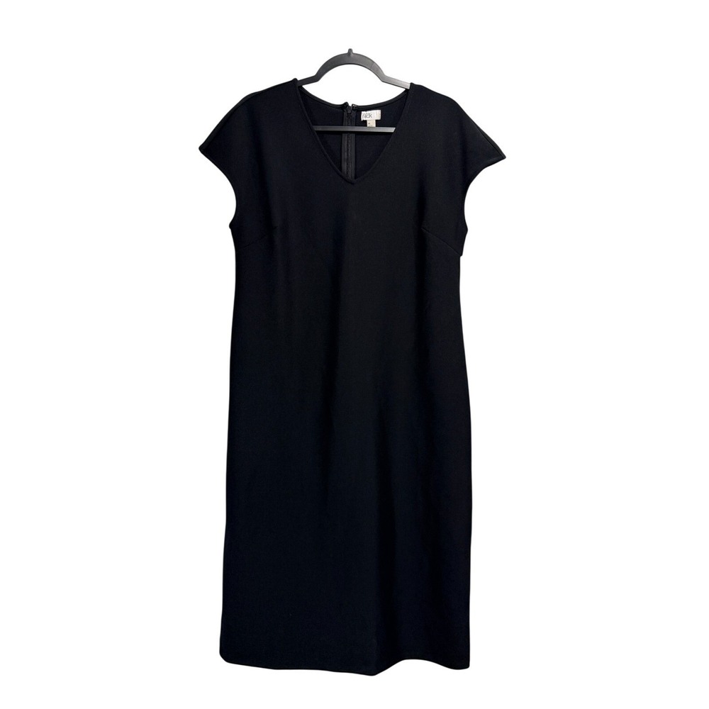 Nordstrom Rack Womens Medium Black Sheath Dress Cap Sleeve V Neck Career NWT